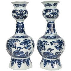 Antique Blue and White Delft Vases Made by "The Metal Pot" circa 1691-1722
