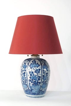 Antique Blue and White Dutch Delft Vase Table Lamp, French Wired, circa 1730