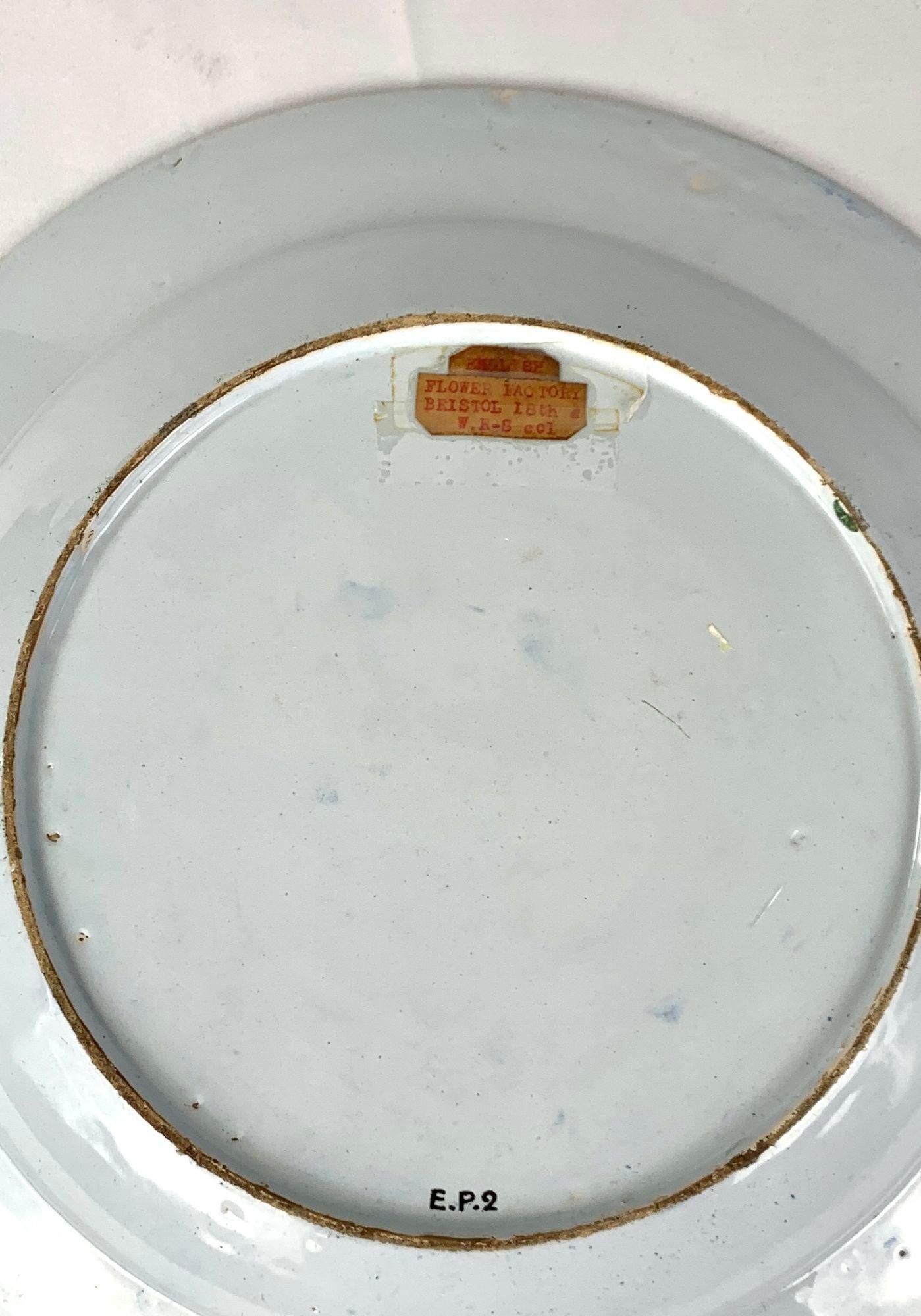 Antique Blue and White English Delft Charger Plate Hand Painted Circa 1760 For Sale 4