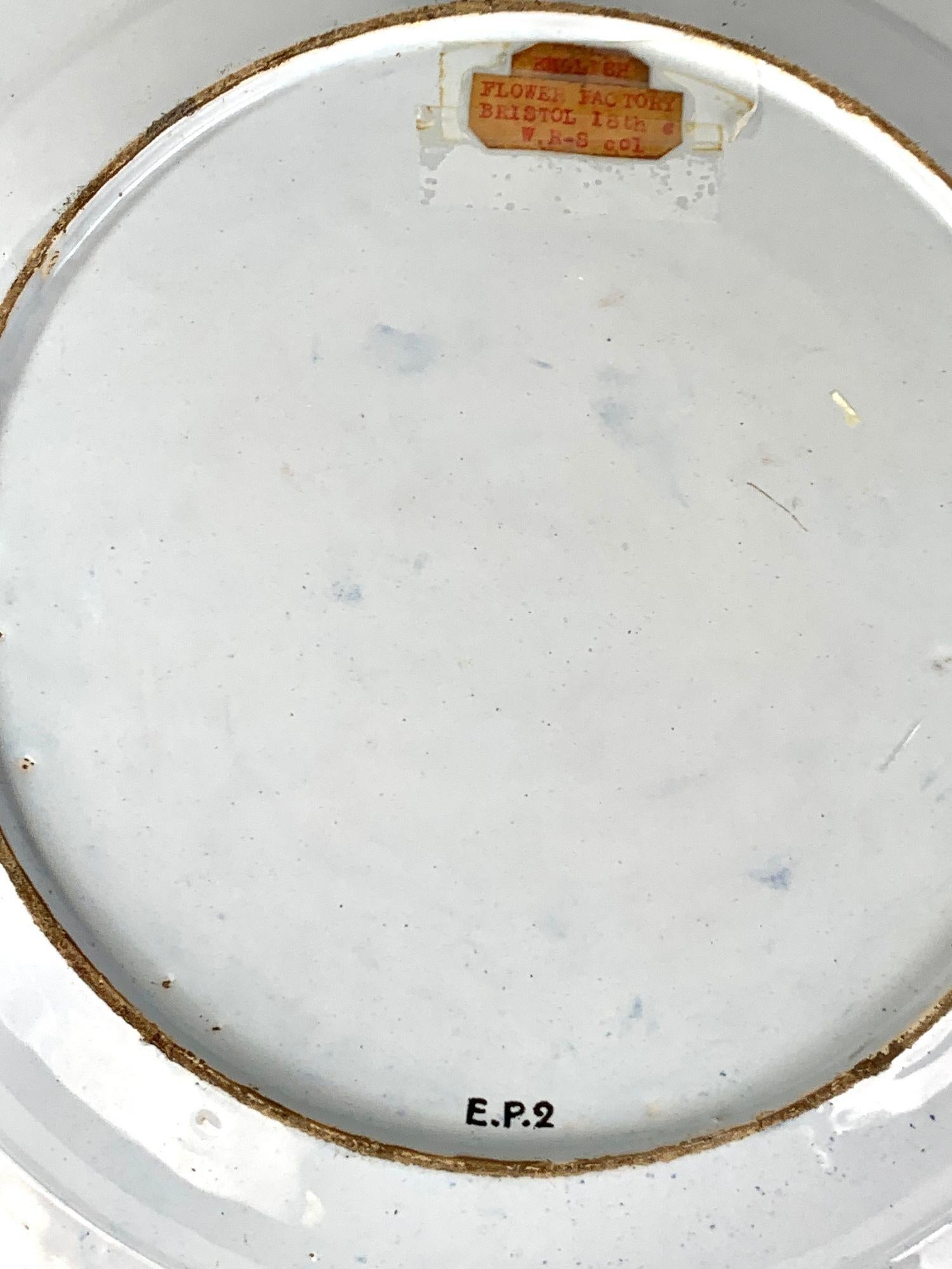 Antique Blue and White English Delft Charger Plate Hand Painted Circa 1760 For Sale 3