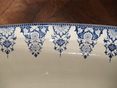Antique Blue and White Faience Jardinière, Gien, France, circa 1860s
