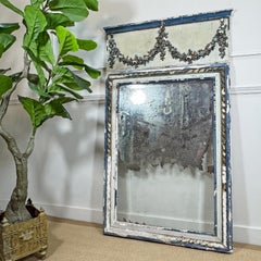 Antique Blue and White Gilt Gesso Wall Mirror Circa 1800