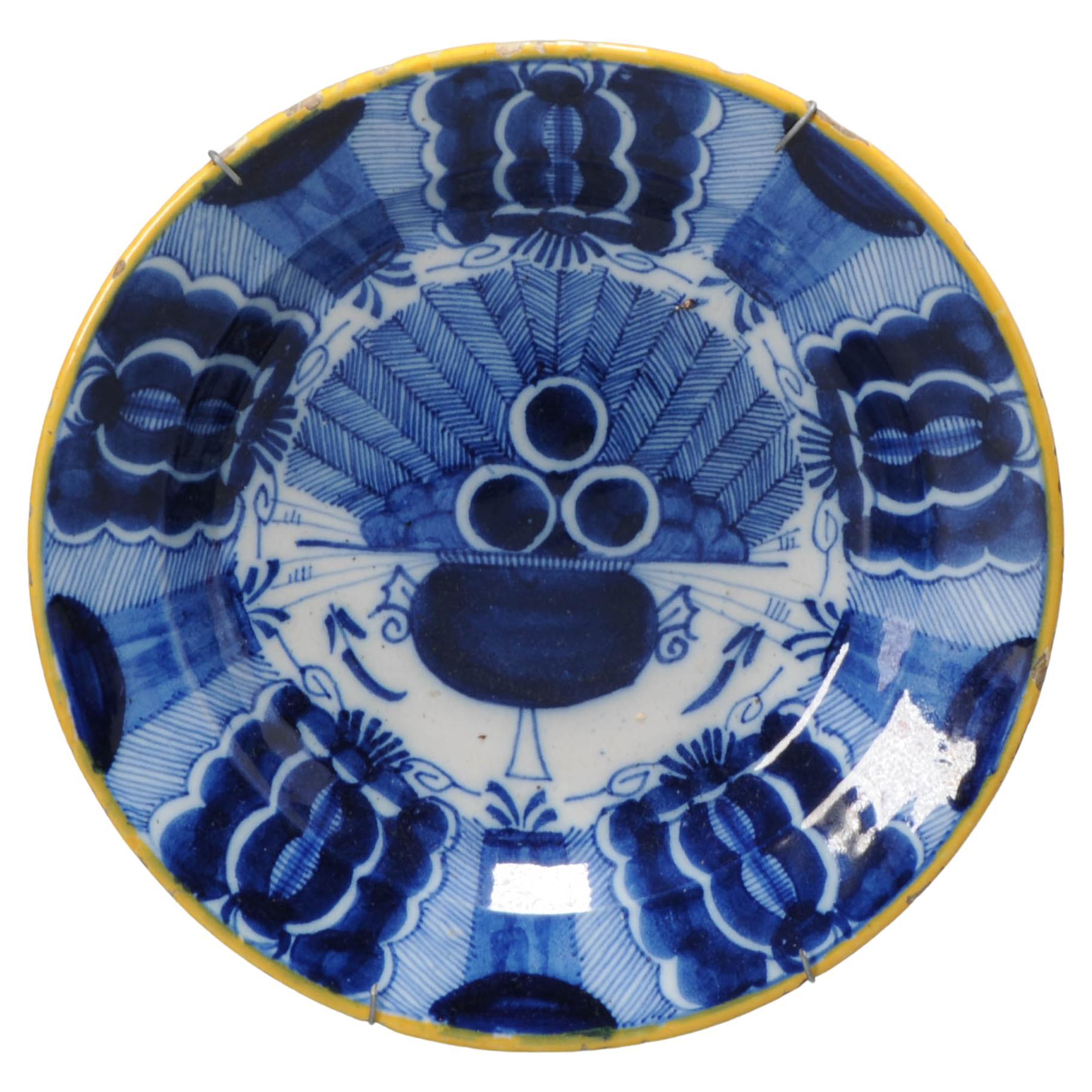 Antique  Blue and White Kraak Style Dutch Delftware Plate, 18th Century For Sale
