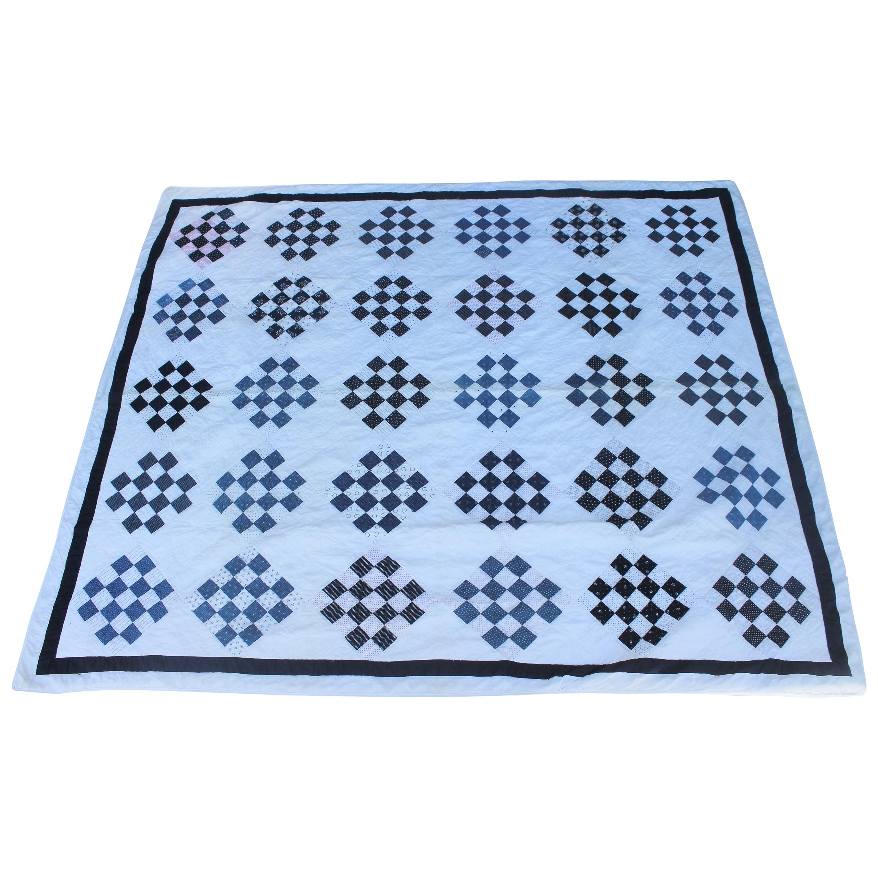 Antique Blue and White One Patch Quilt at 1stDibs