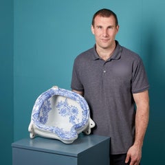 Antique Blue and White Patterned Urinal