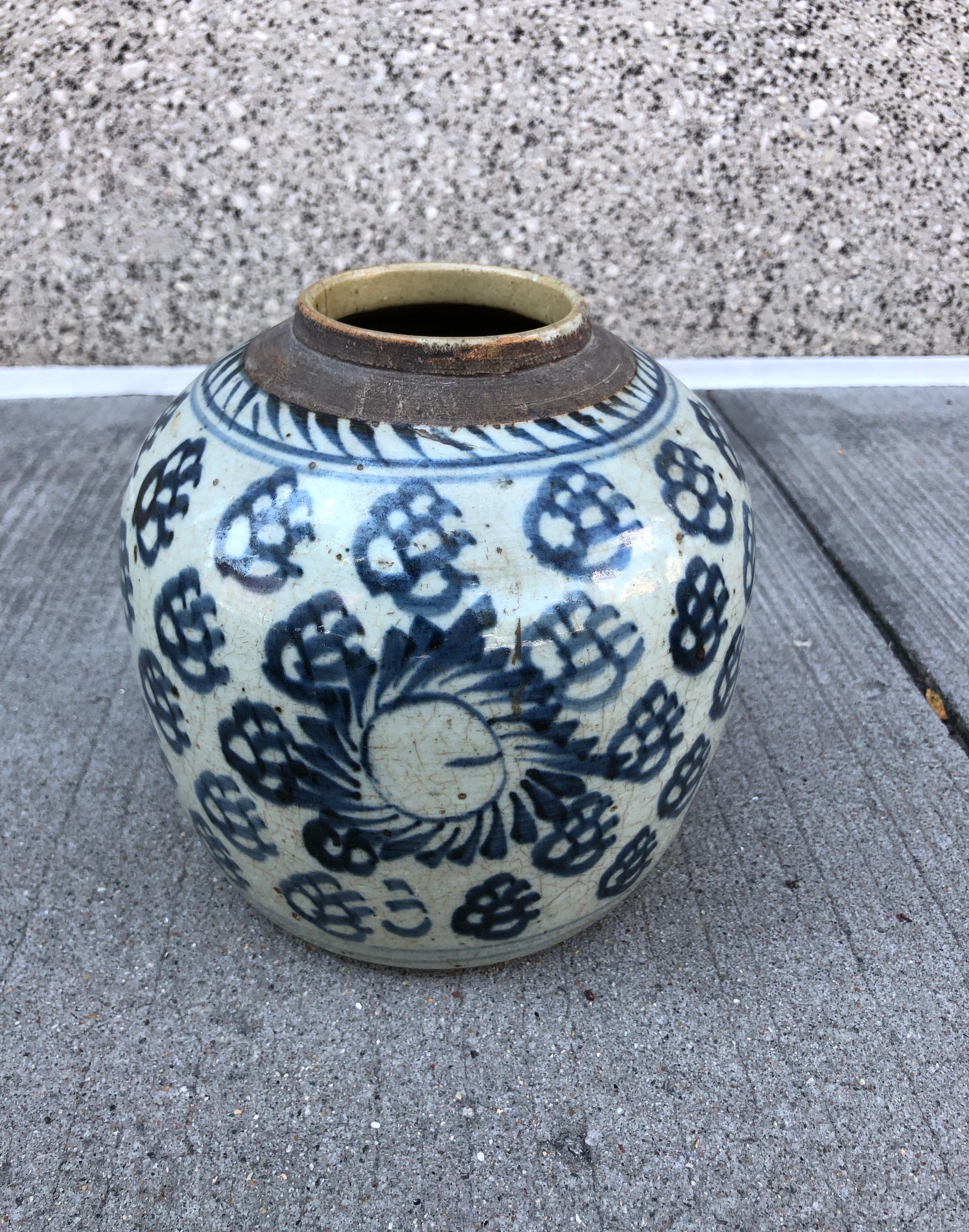 Antique Blue and White Porcelain Chinese Jar For Sale 11