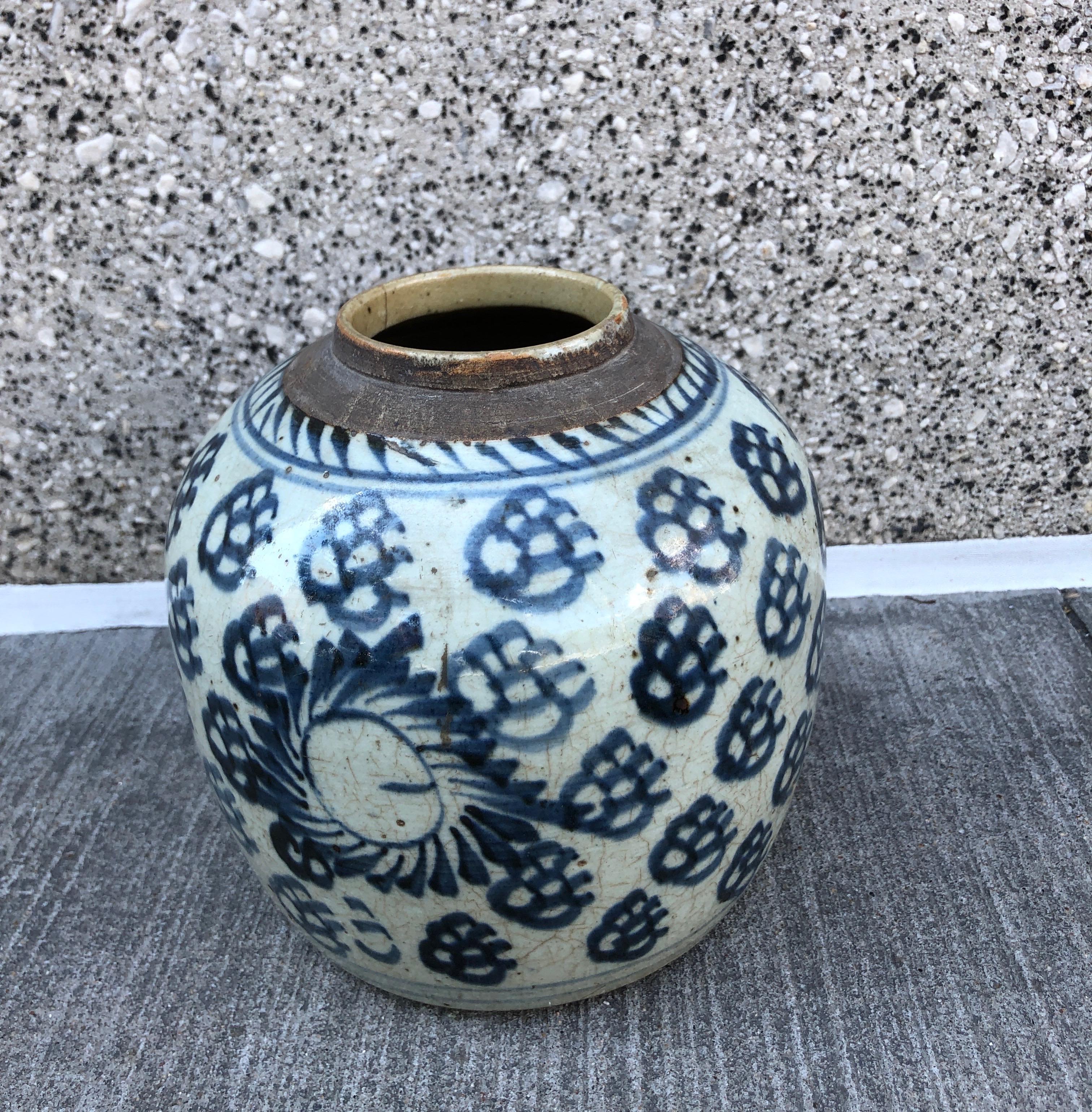 Antique Blue and White Porcelain Chinese Jar For Sale 13