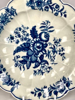 Antique Blue and White Porcelain Dish by Worcester England, 18th Century C. 1785
