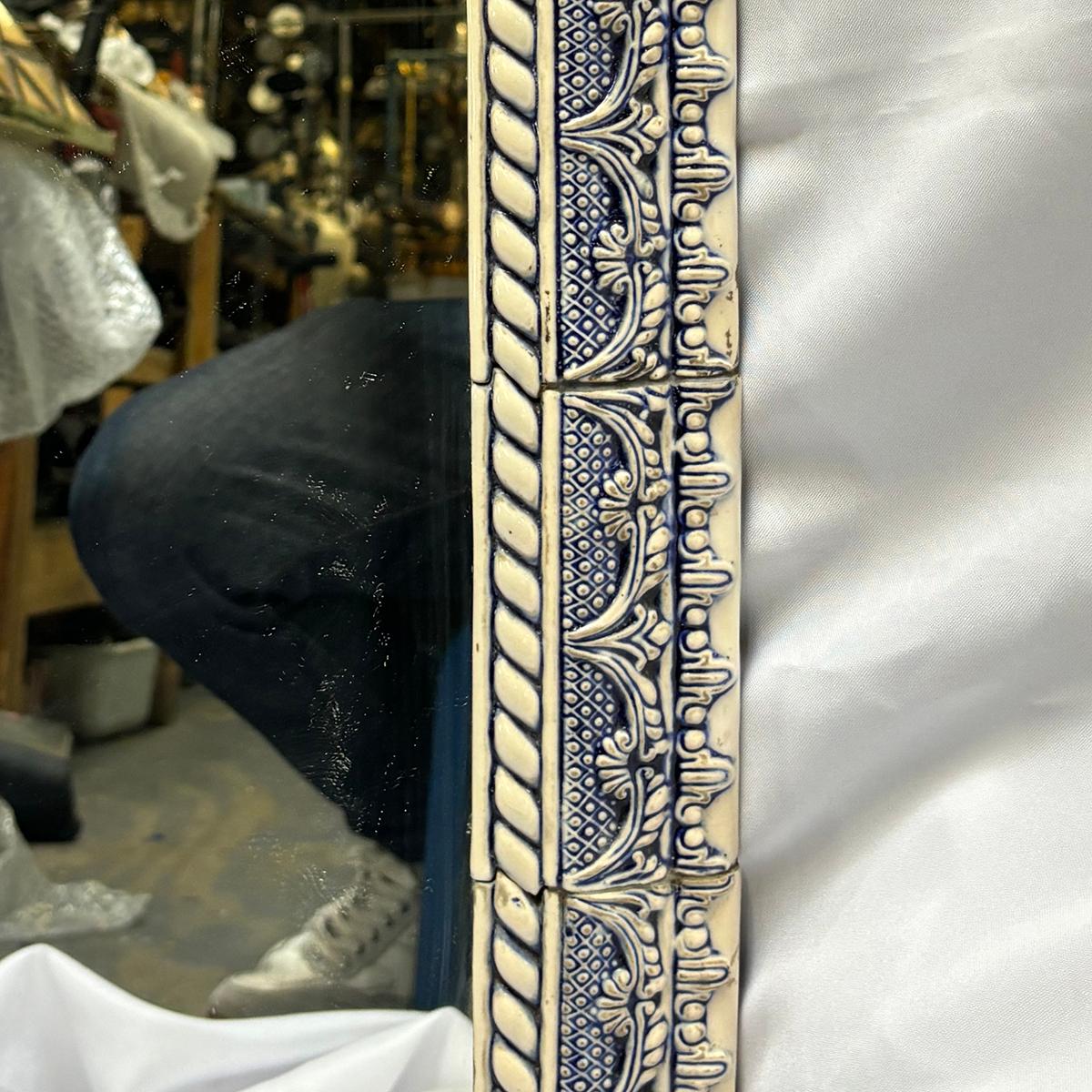 Antique Blue and White Porcelain Mirror 1