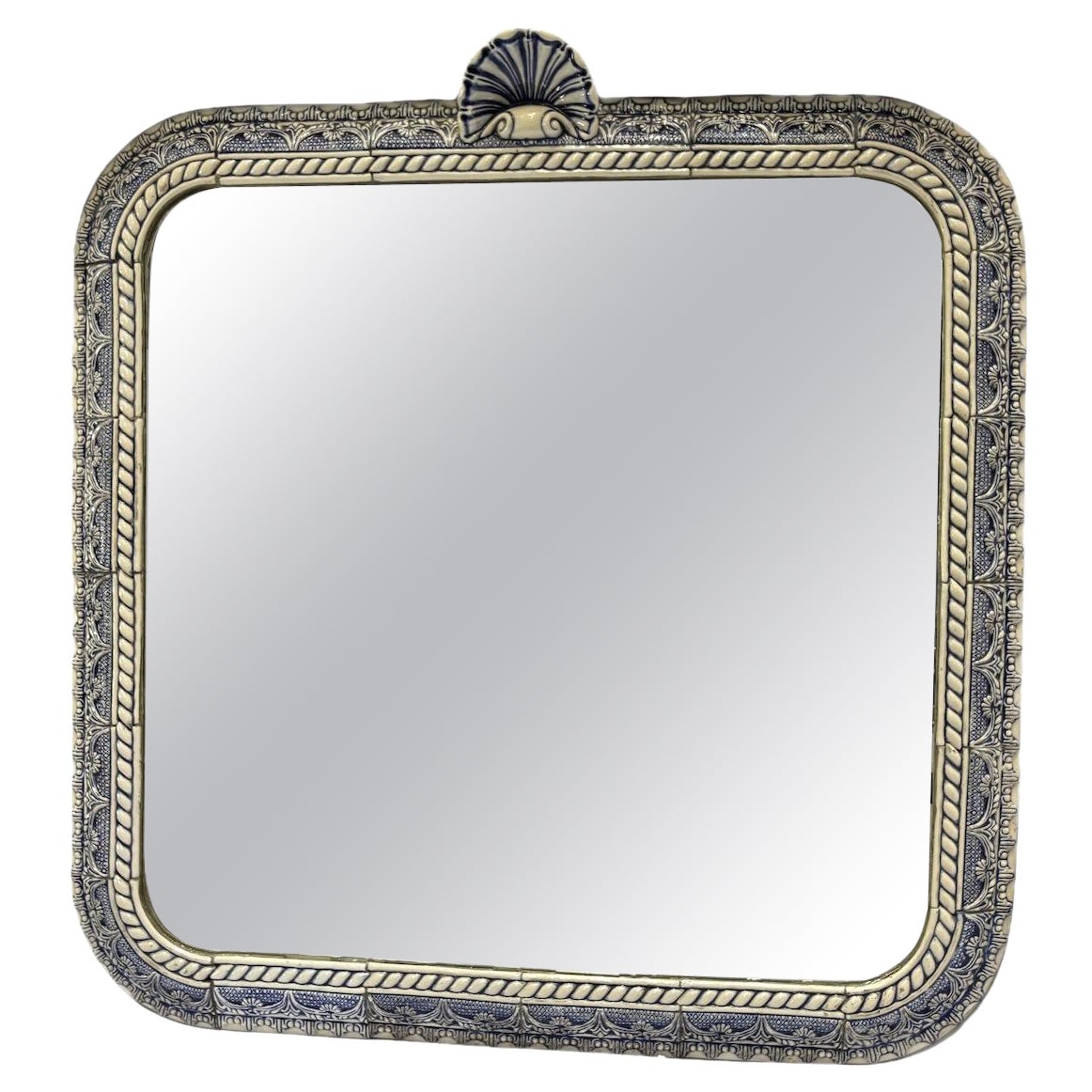 Antique Blue and White Porcelain Mirror