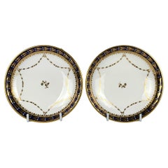 " Platillos antiguos de porcelana azul y blanca inglesa siglo XIX