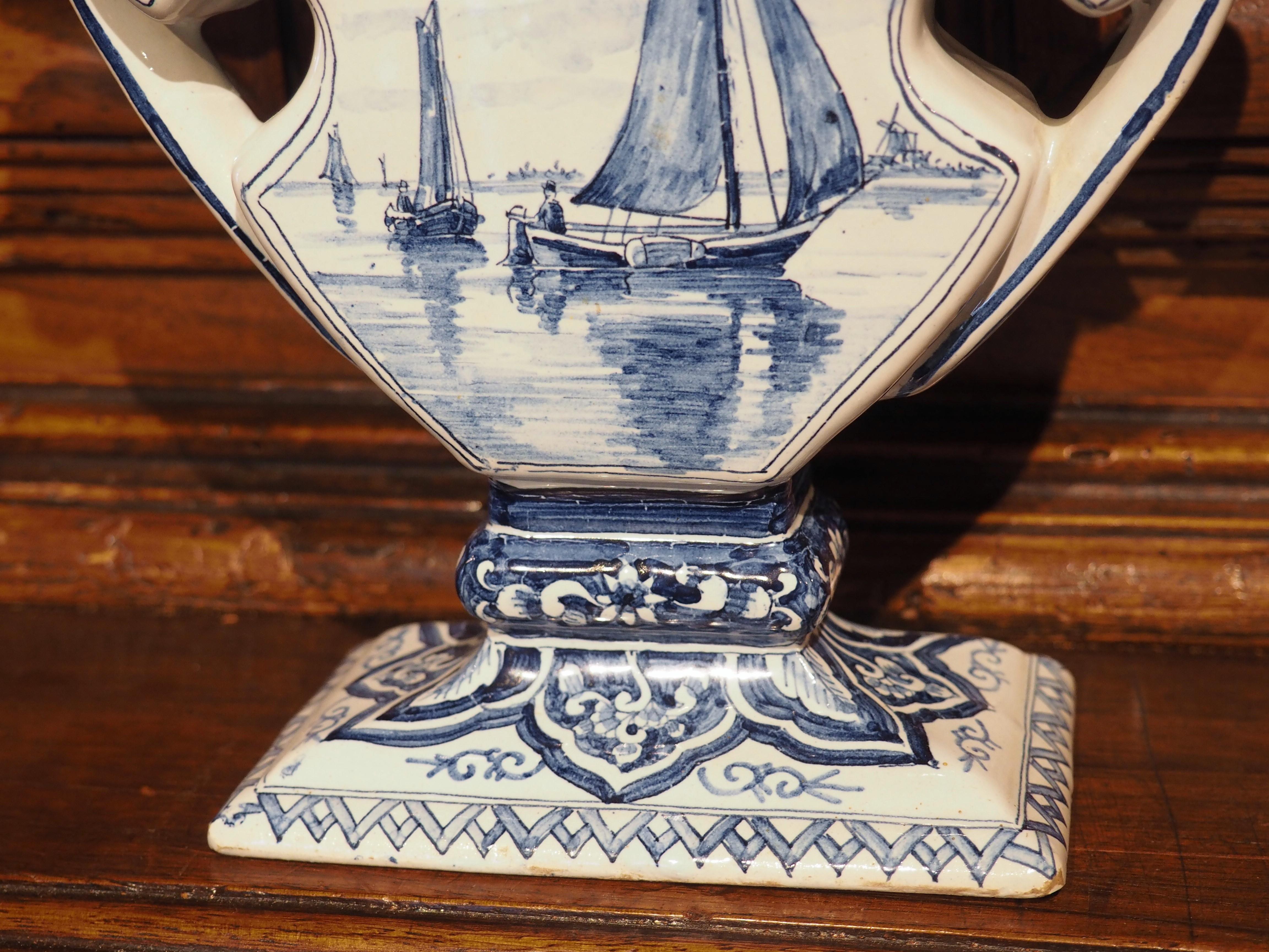 Antique Blue and White Quintal Flower Vase, Delft, Holland, circa 1850 1