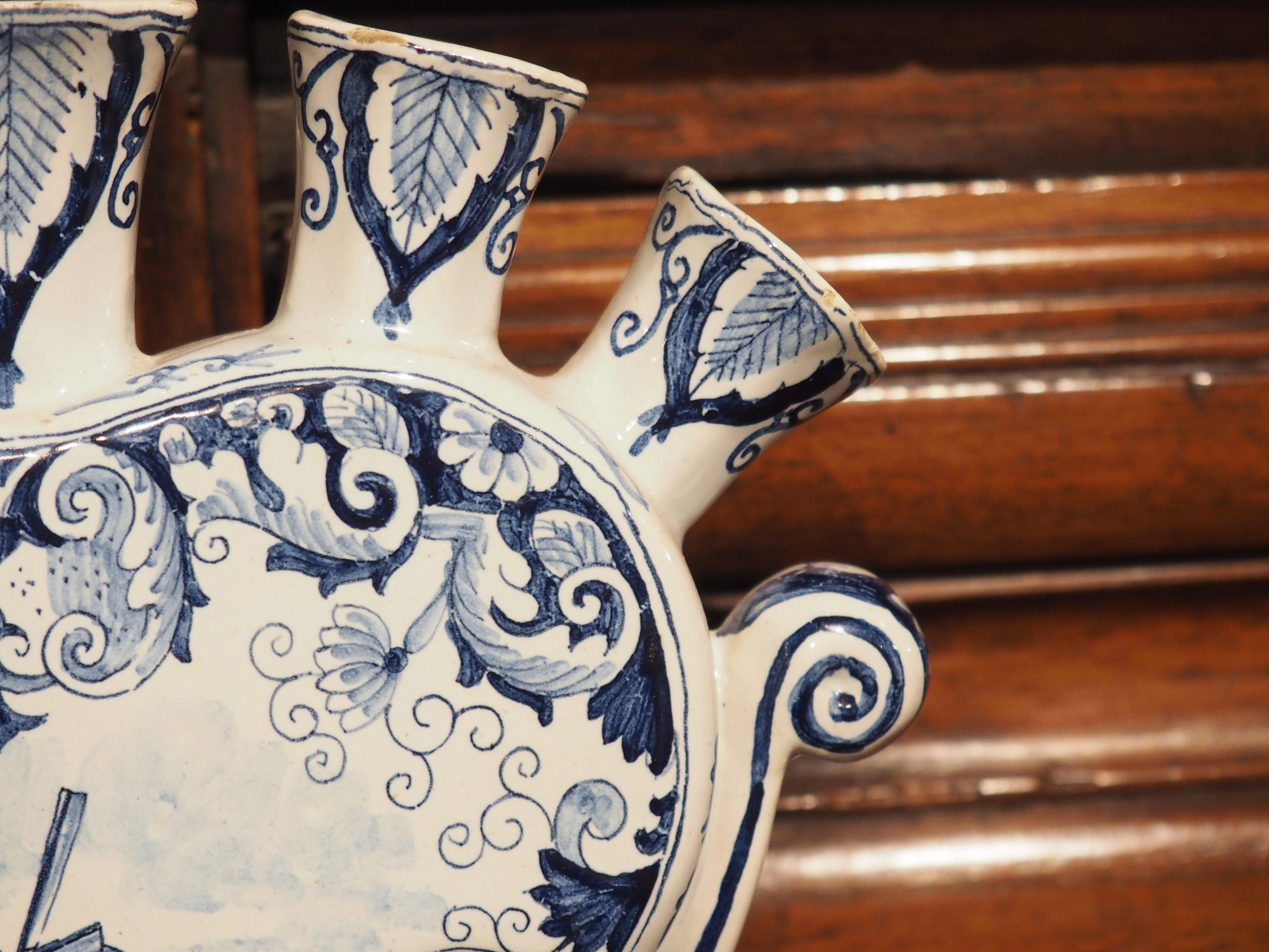 Dutch Antique Blue and White Quintal Flower Vase, Delft, Holland, circa 1850
