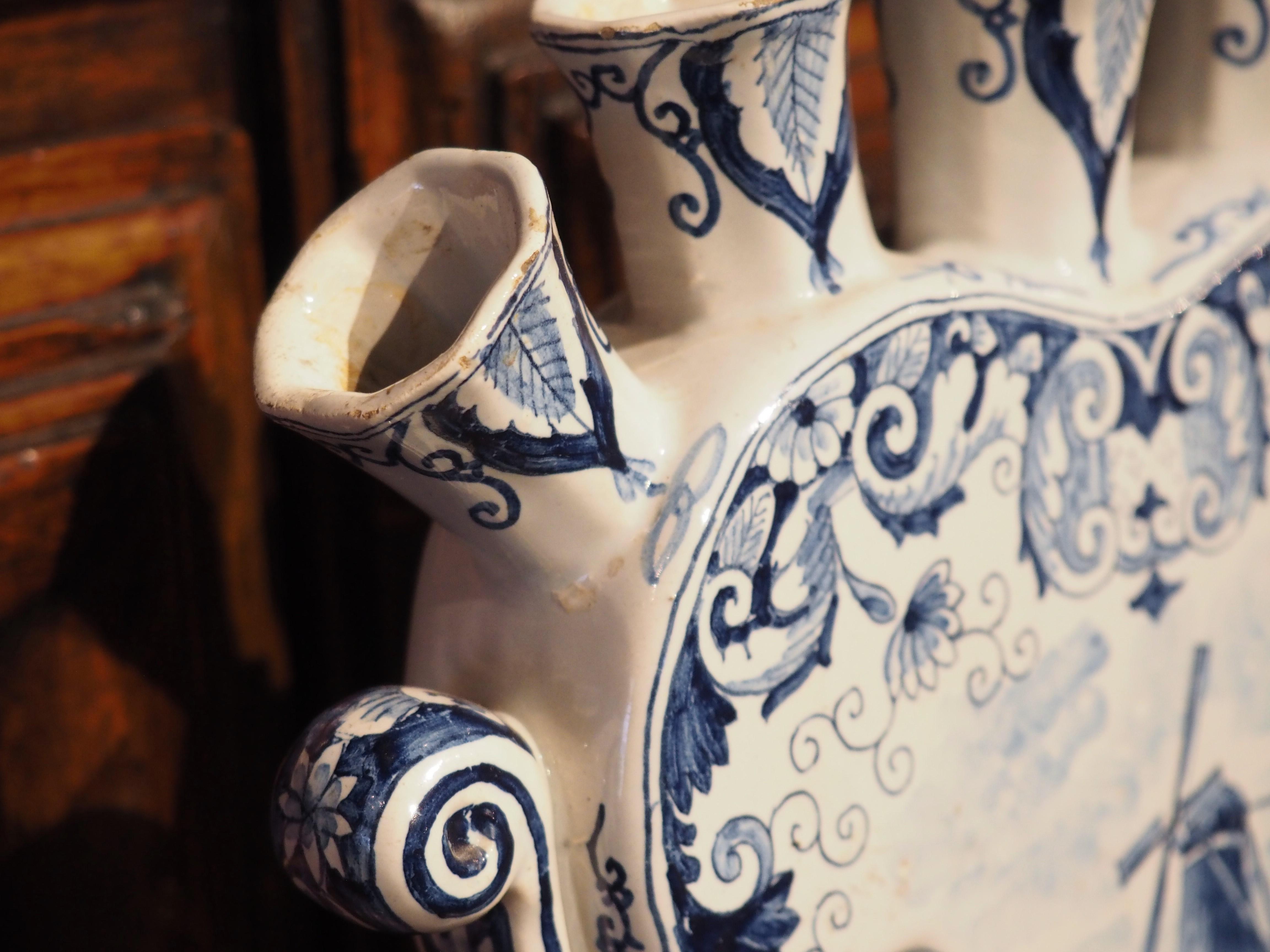 Mid-19th Century Antique Blue and White Quintal Flower Vase, Delft, Holland, circa 1850