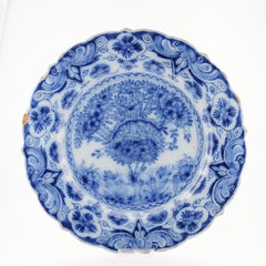 Antique Blue and White Style Dutch Delftware Earthenware Charger, 18th Century