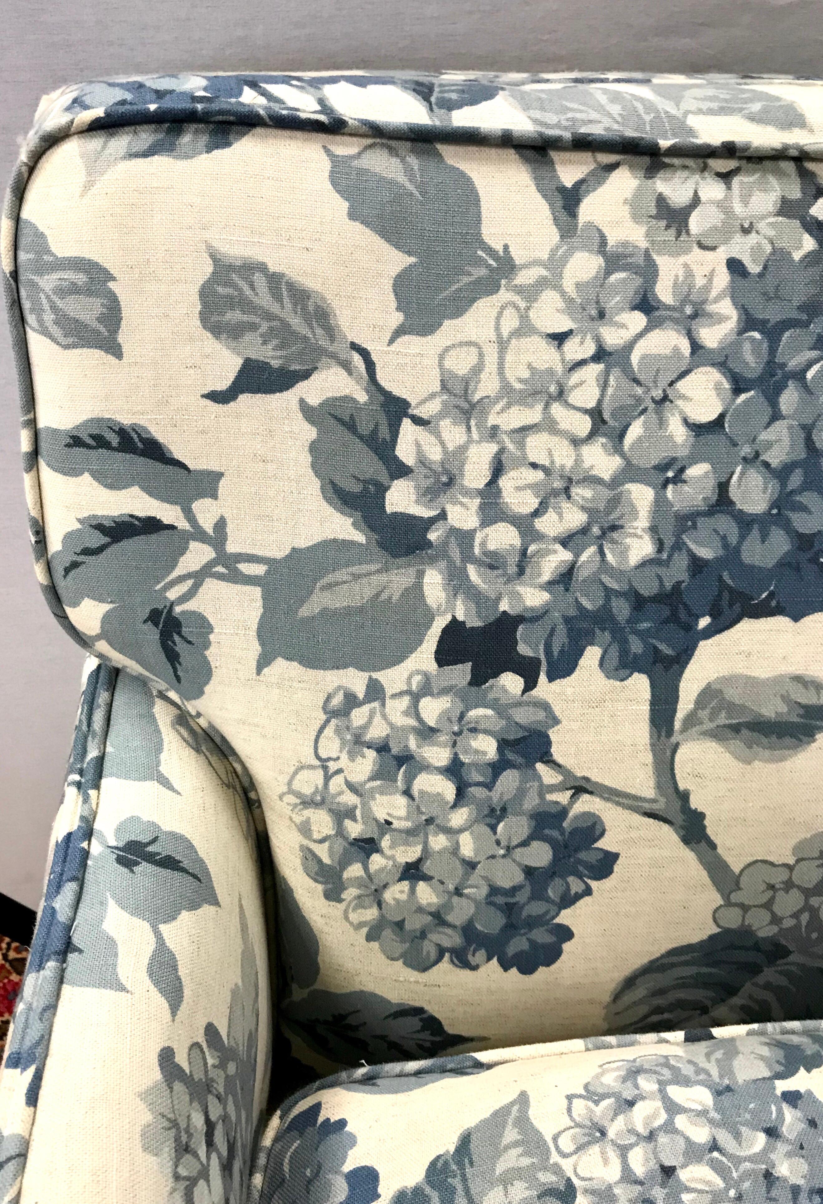 blue patterned loveseat