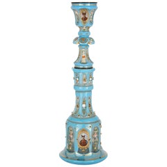 Antique Blue Bohemian Glass Hookah Pipe