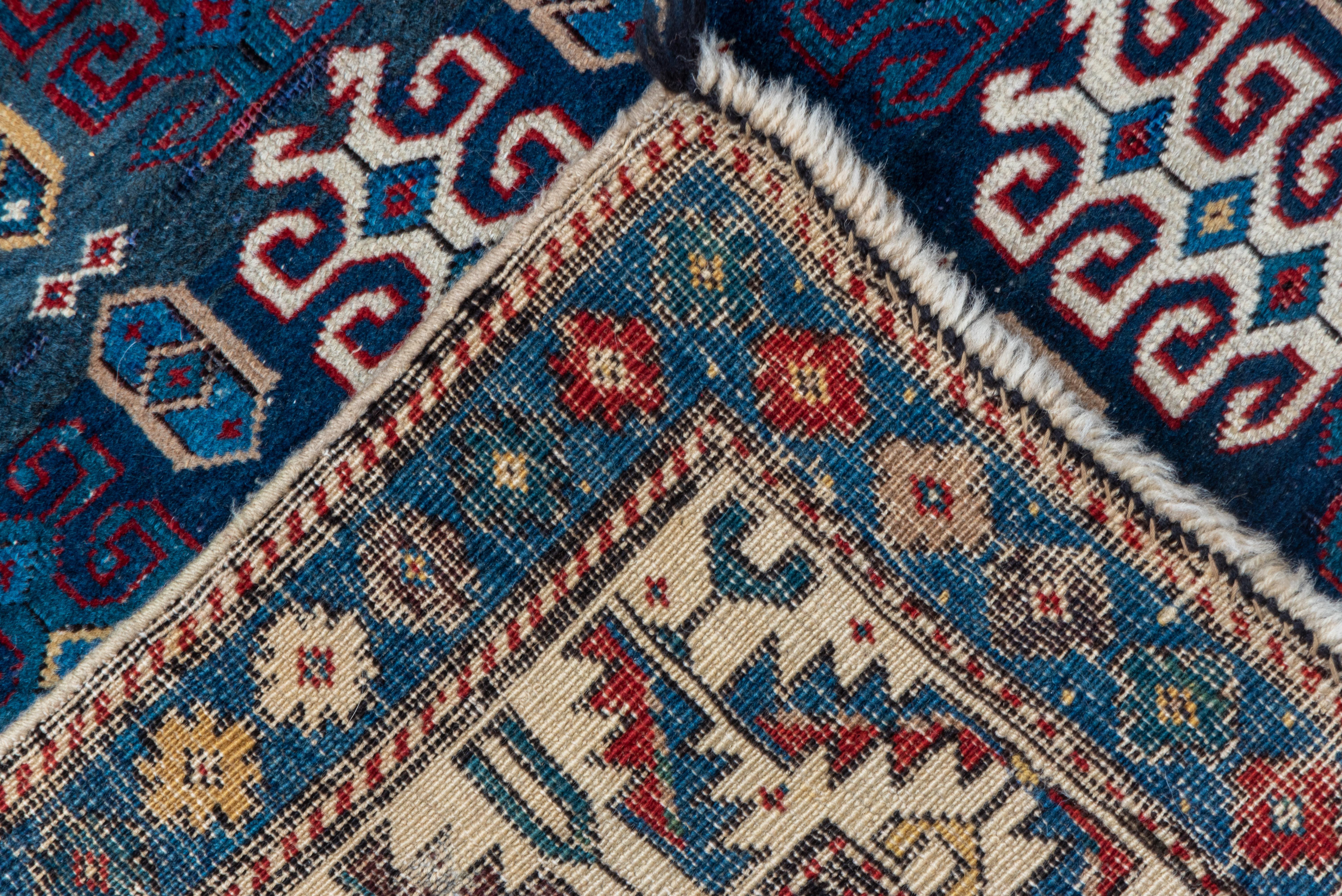 Early 20th Century Antique Blue Caucasian Kuba Rug, Allover Field, circa 1900s For Sale