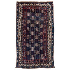 Antique Blue Caucasian Kuba Rug, Allover Field, circa 1900s