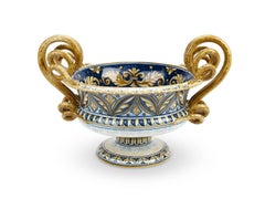 Antique Blue, Cerium Oxide, Golden Yellow Giglio Vase by deBlona