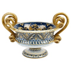 Antique Blue, Cerium Oxide, Golden Yellow Giglio Vase by deBlona