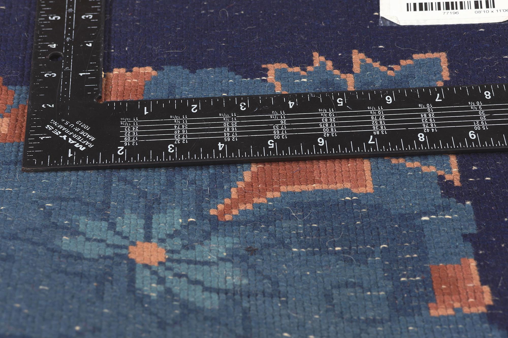 Laine Ancien tapis chinois bleu de style dynastie Qing avec motif indigo, tapis chinois Qing en vente