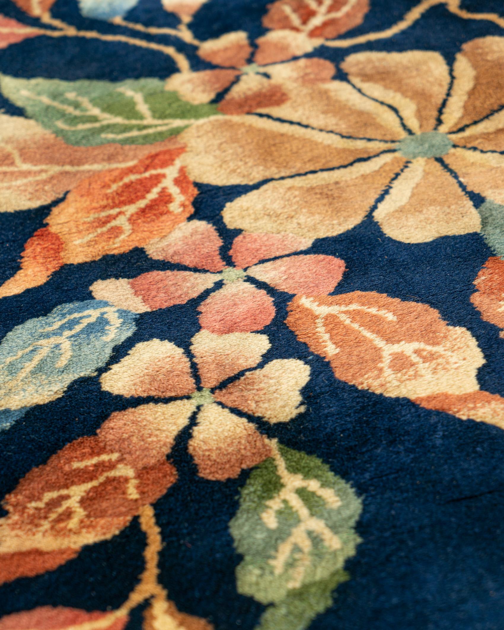 Antiker blauer chinesischer Art-Déco-Teppich  12'x19'3 im Angebot 9