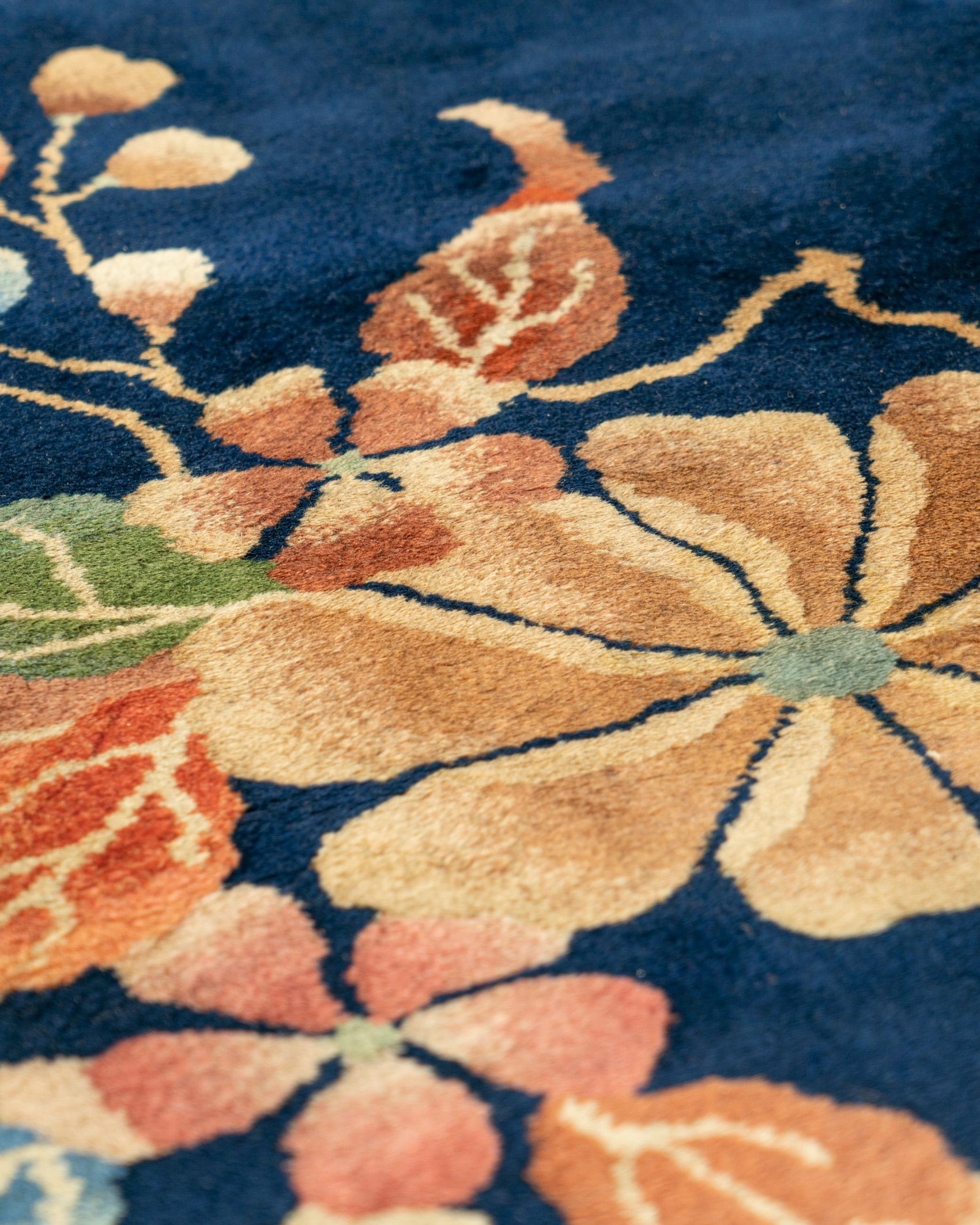 Antiker blauer chinesischer Art-Déco-Teppich  12'x19'3 (Handgewebt) im Angebot