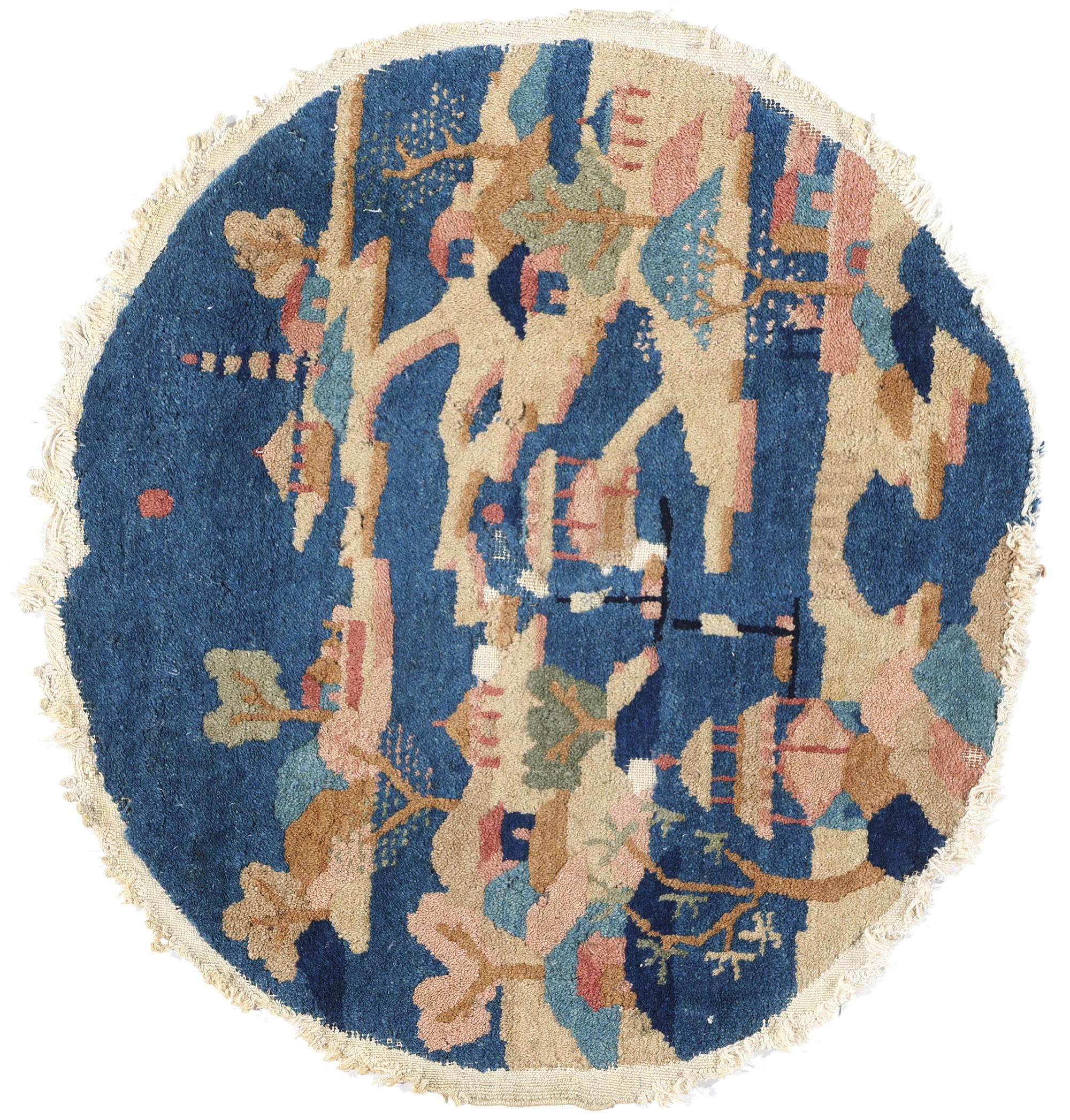 Antique Blue Chinese Art Deco Rug, Maximalist Style Meets Sensual Decadence For Sale 4