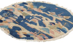 Antique Blue Chinese Art Deco Rug, Maximalist Style Meets Sensual Decadence