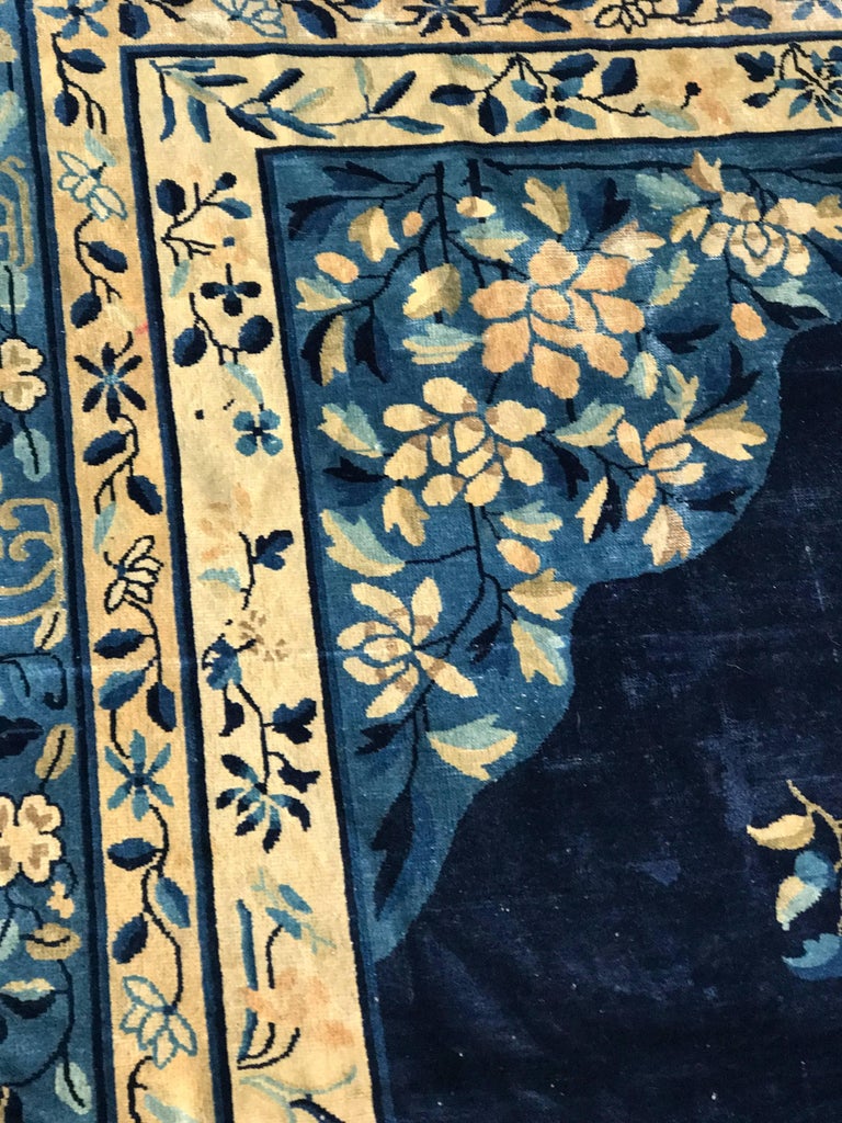 Antique Blue Chinese Peking Rug, 1920 For Sale at 1stDibs