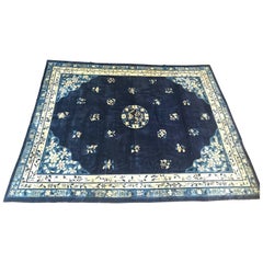 Antique Blue Chinese Peking Rug, 1920