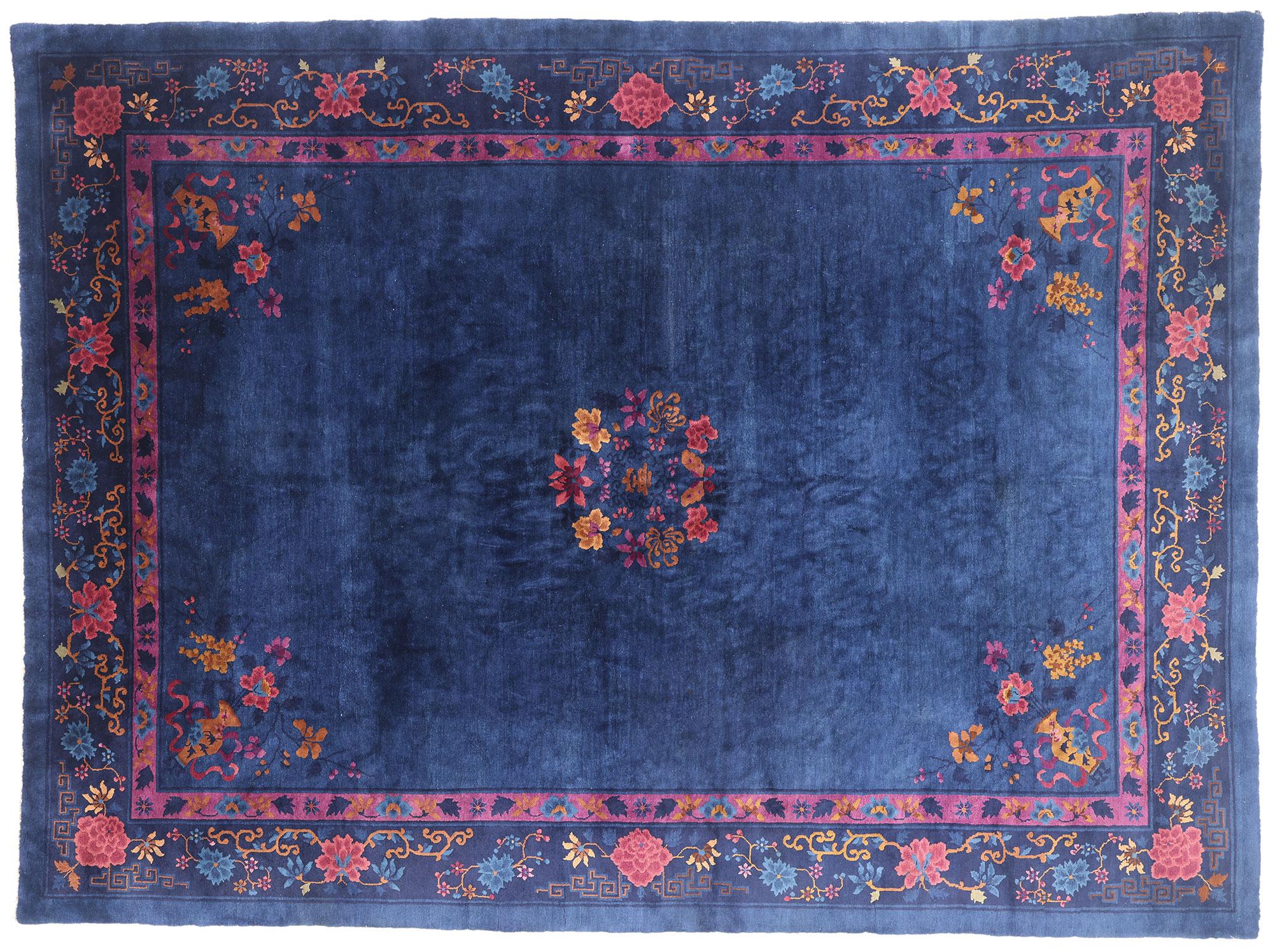 Antique Blue Chinese Peking Rug For Sale 4
