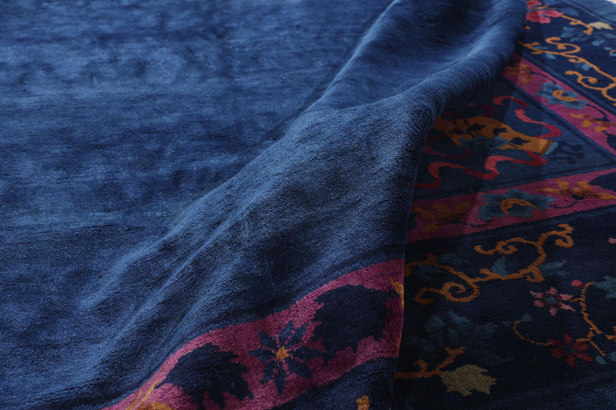 20th Century Antique Blue Chinese Peking Rug For Sale