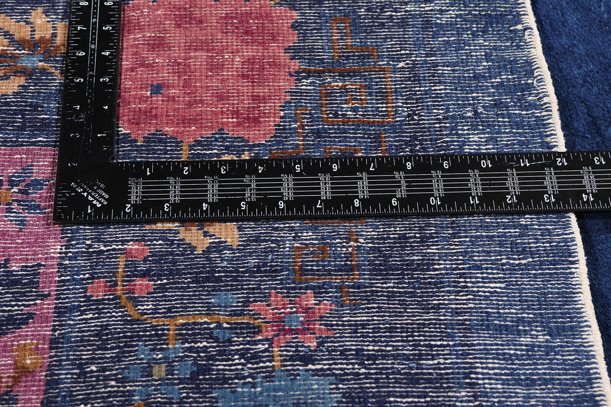 Wool Antique Blue Chinese Peking Rug For Sale