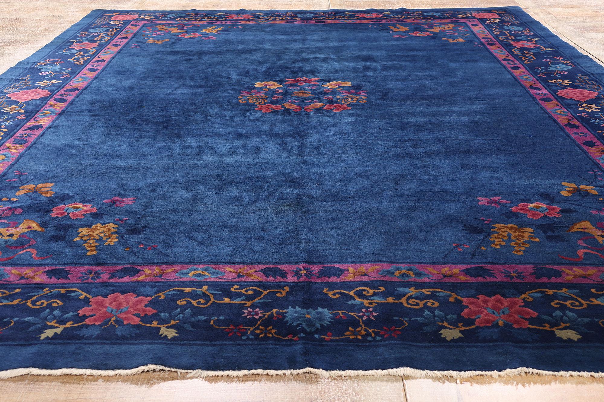 Antique Blue Chinese Peking Rug For Sale 2