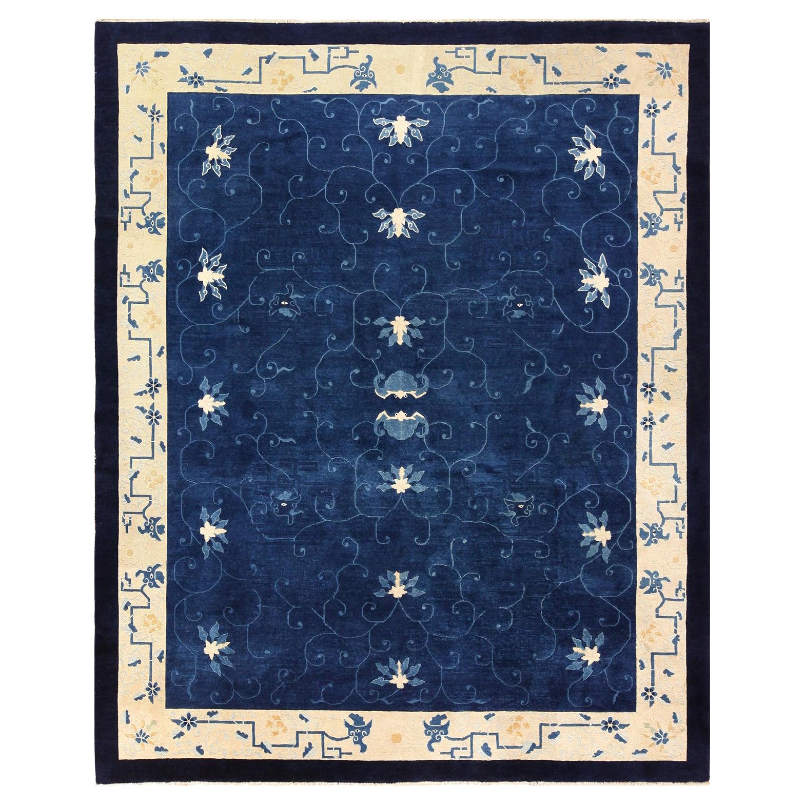 Tappeto cinese blu antico. 8 ft 2 in x 9 ft 8 in