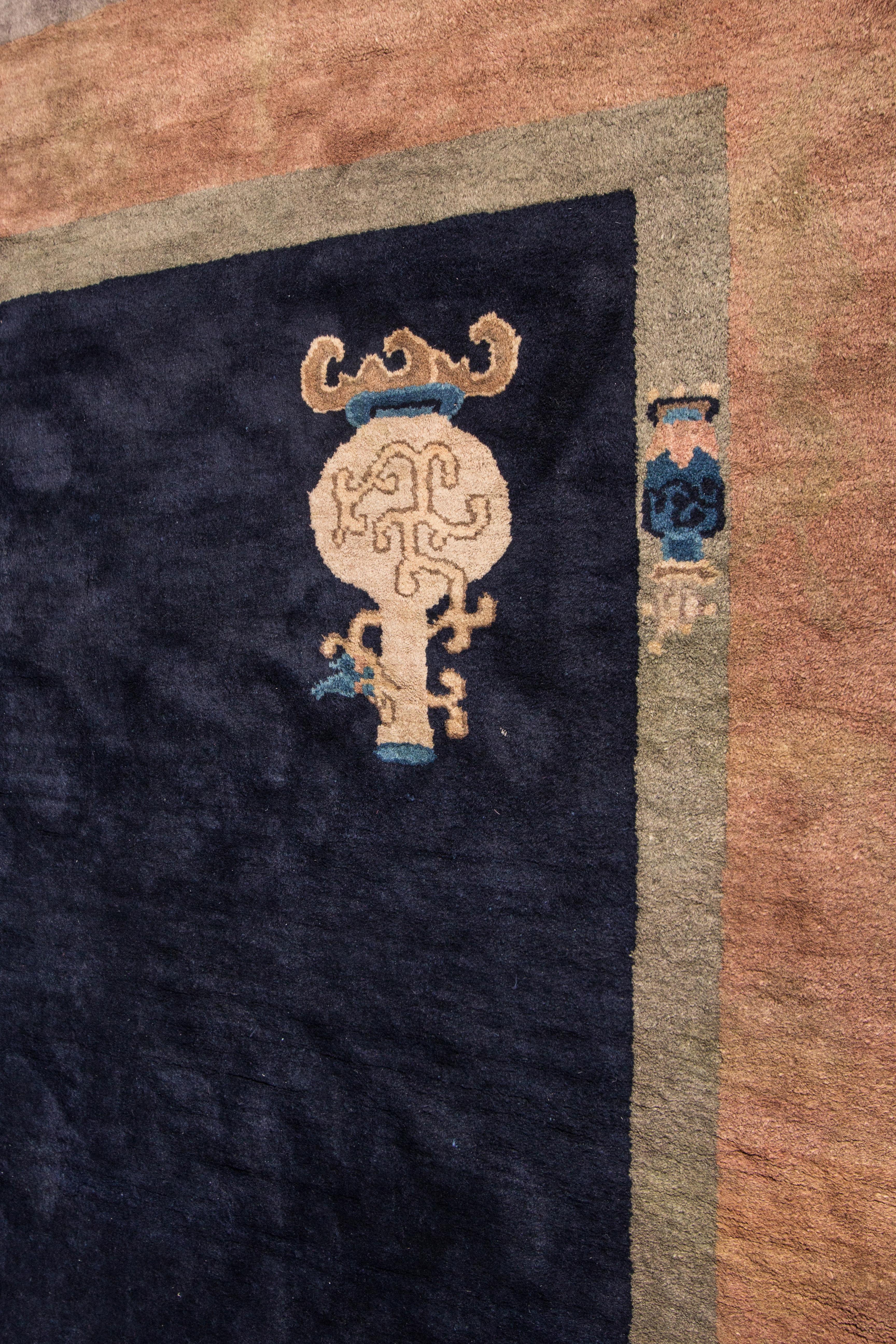 20th Century Antique Blue Chinese Rug