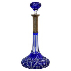 Antique Blue Cut to Clear Decanter