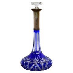 Antique Blue Cut to Clear Decanter