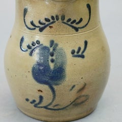 Antique Blue Decorated Stoneware Batter Jug, circa 1860