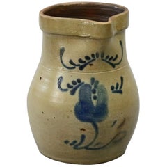 Antique Blue Decorated Stoneware Batter Jug, circa 1860