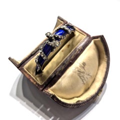 Antique Blue Enamel, Diamond, Ruby and Gold Snake Bangle, Circa 1850