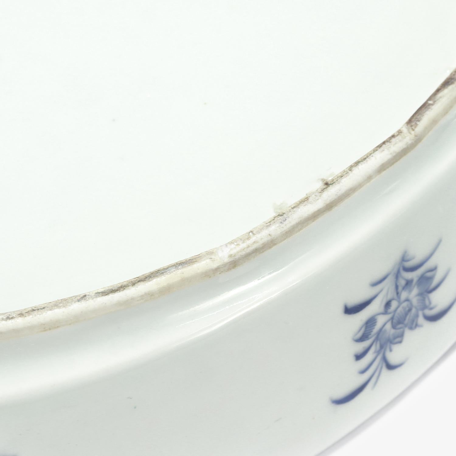Antique Blue Fitzhugh Pattern Chinese Export Porcelain Tray Warmer & Cover For Sale 13