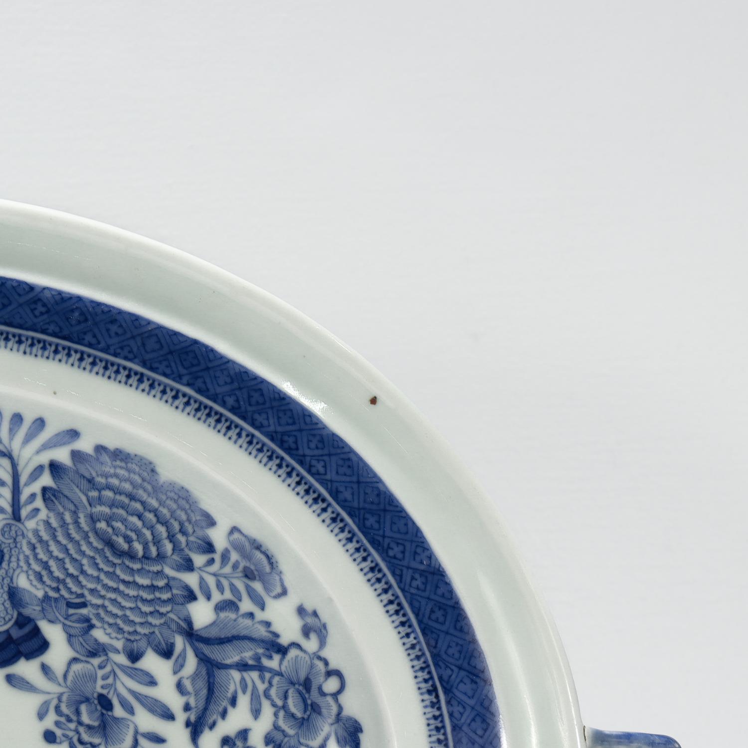Antique Blue Fitzhugh Pattern Chinese Export Porcelain Tray Warmer & Cover For Sale 15