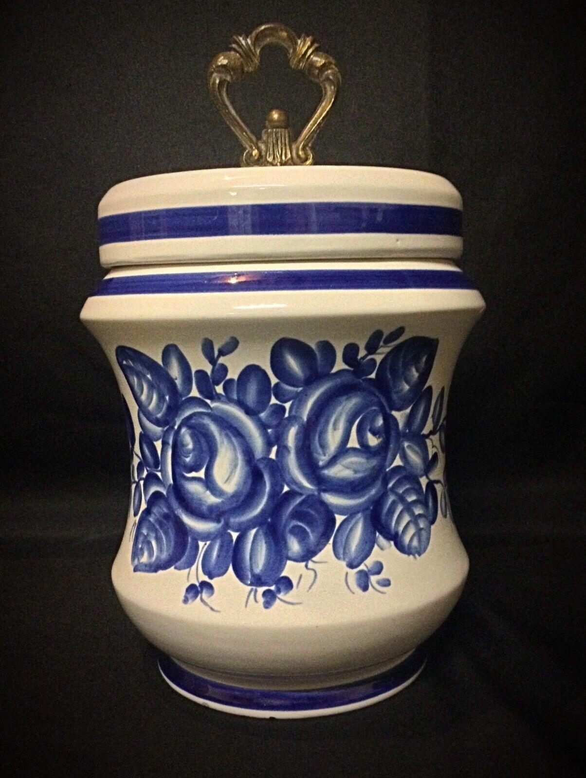 Urne funéraire ancienne en faïence bleue à fleurs - Design Macabo, 20e siècle - 2Y20 en vente 4