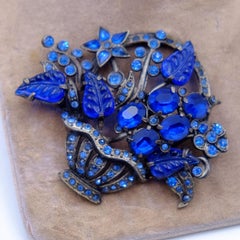 Antique Blue Flowers Basket 1930s