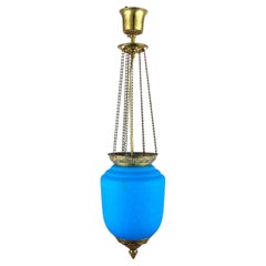Antiker blauer Glaskronleuchter, 1930er Jahre