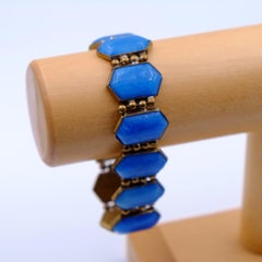 Antique Blue Glass Czech Bracelet 1930s
