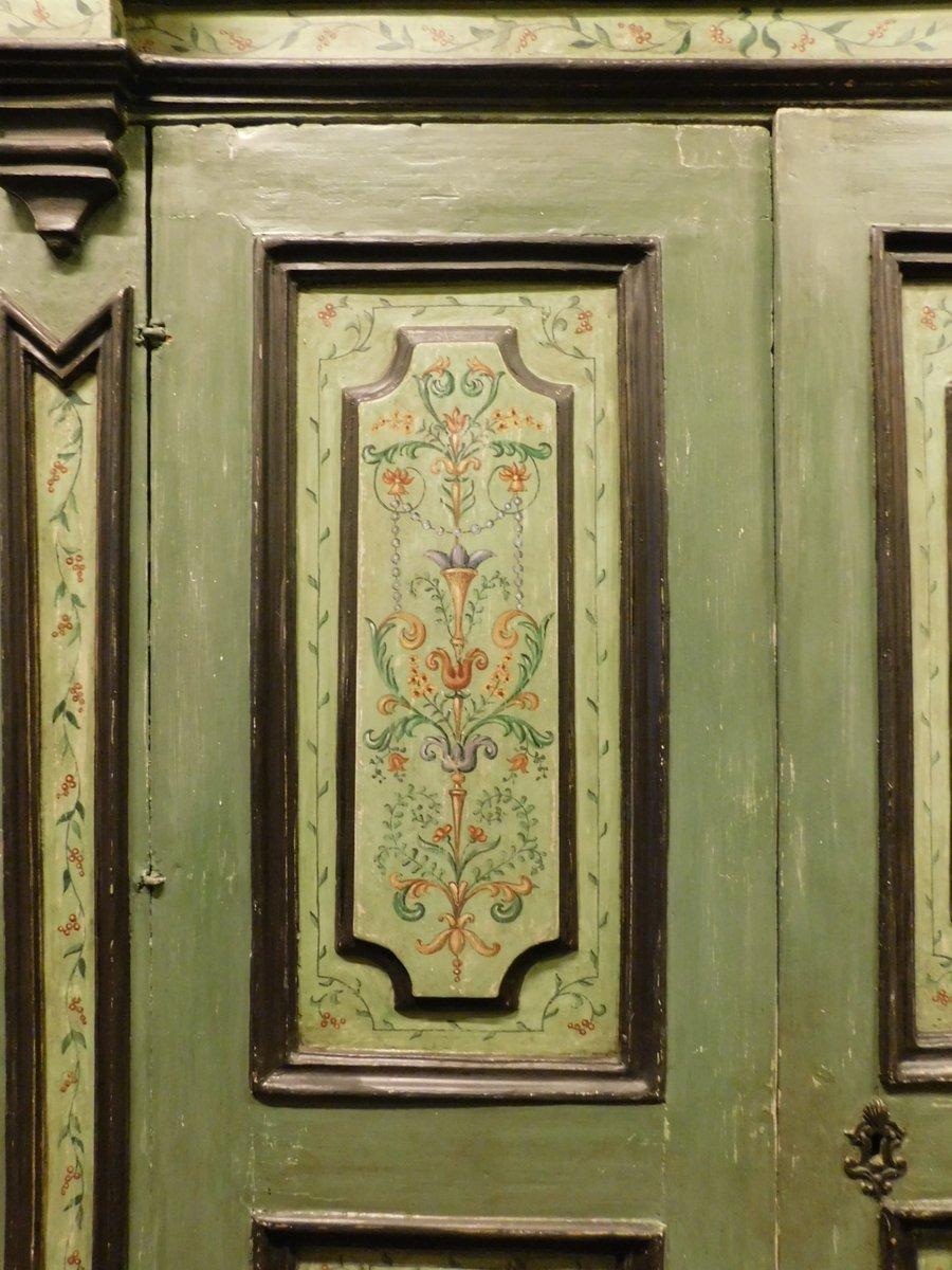 Italian Antique Blue / Green Painted Double Door Wardrobe Cabinets, 18th Century, Italy